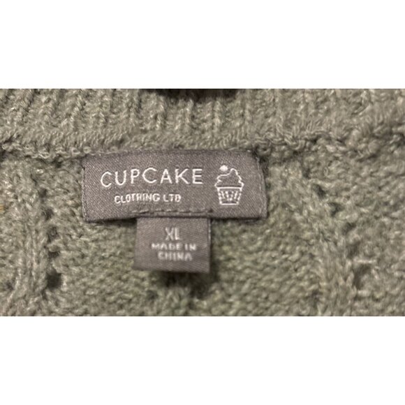 Cupcake Clothing LTD Cable Open Knit Cardigan Sweater Green Women's Size XL - Picture 2 of 6